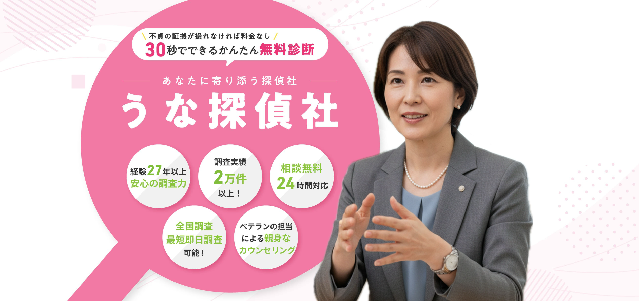 うな探偵社の調査成功率98.7% 業界トップクラスの実績